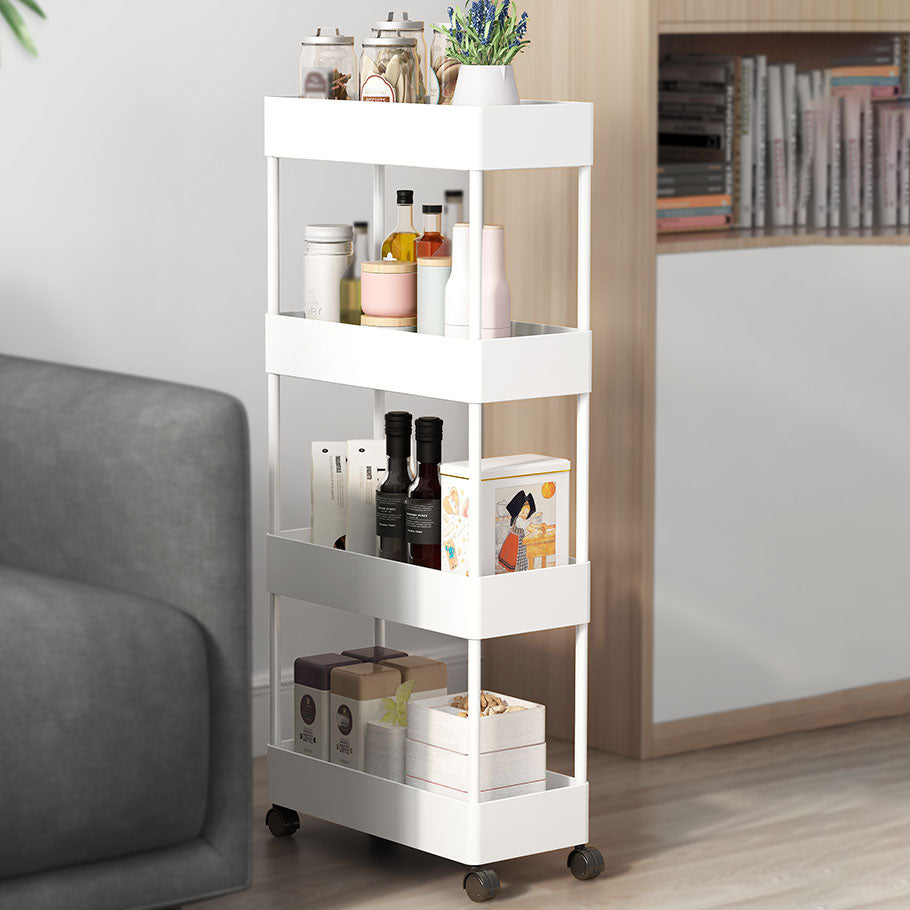 Scandinavian Etagere Bookshelf Metal Frame Plastic Shelf Bookshelf with Caster Wheels Clearhalo 'Bookcases' 'furn' 'furn_bookcases' 'Furniture' 'furniture_bookcases' 'kitchen' 'kitchen_bookcases' 'Living Room Furniture' 'Office Furniture' 4803766