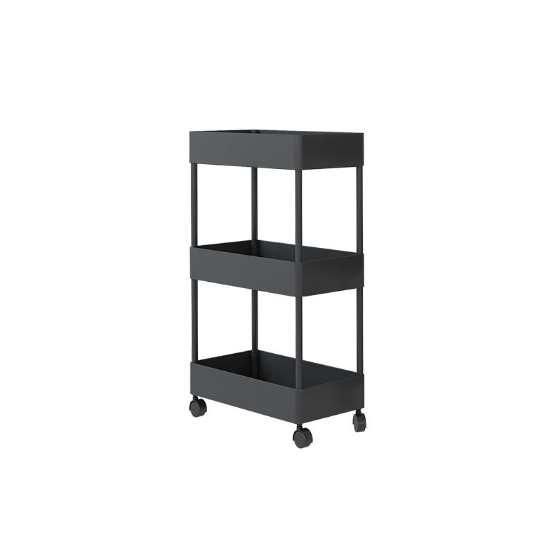Scandinavian Etagere Bookshelf Metal Frame Plastic Shelf Bookshelf with Caster Wheels Black Clearhalo 'Bookcases' 'furn' 'furn_bookcases' 'Furniture' 'furniture_bookcases' 'kitchen' 'kitchen_bookcases' 'Living Room Furniture' 'Office Furniture' 4803767