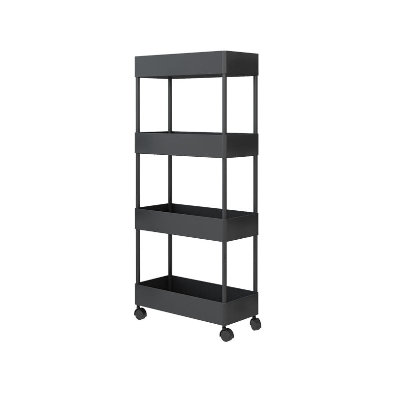 Scandinavian Etagere Bookshelf Metal Frame Plastic Shelf Bookshelf with Caster Wheels Black Clearhalo 'Bookcases' 'furn' 'furn_bookcases' 'Furniture' 'furniture_bookcases' 'kitchen' 'kitchen_bookcases' 'Living Room Furniture' 'Office Furniture' 4803768