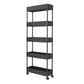 Scandinavian Etagere Bookshelf Metal Frame Plastic Shelf Bookshelf with Caster Wheels Black Clearhalo 'Bookcases' 'furn' 'furn_bookcases' 'Furniture' 'furniture_bookcases' 'kitchen' 'kitchen_bookcases' 'Living Room Furniture' 'Office Furniture' 4803771