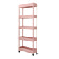 Scandinavian Etagere Bookshelf Metal Frame Plastic Shelf Bookshelf with Caster Wheels Pink Clearhalo 'Bookcases' 'furn' 'furn_bookcases' 'Furniture' 'furniture_bookcases' 'kitchen' 'kitchen_bookcases' 'Living Room Furniture' 'Office Furniture' 4803776