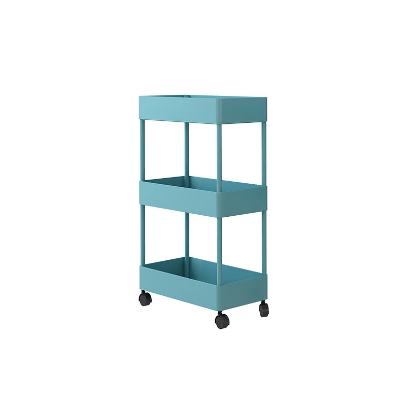 Scandinavian Etagere Bookshelf Metal Frame Plastic Shelf Bookshelf with Caster Wheels Blue Clearhalo 'Bookcases' 'furn' 'furn_bookcases' 'Furniture' 'furniture_bookcases' 'kitchen' 'kitchen_bookcases' 'Living Room Furniture' 'Office Furniture' 4803778