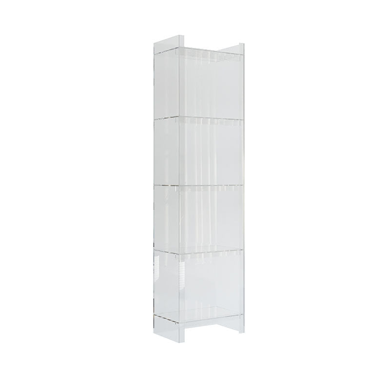 Glam Acrylic Vertical Standard Bookshelf Closed Back Bookshelf for Living Room 15.7"L x 9.8"W x 59.8"H Clear Clearhalo 'Bookcases' 'furn' 'furn_bookcases' 'Furniture' 'furniture_bookcases' 'kitchen' 'kitchen_bookcases' 'Living Room Furniture' 'Office Furniture' 4803792