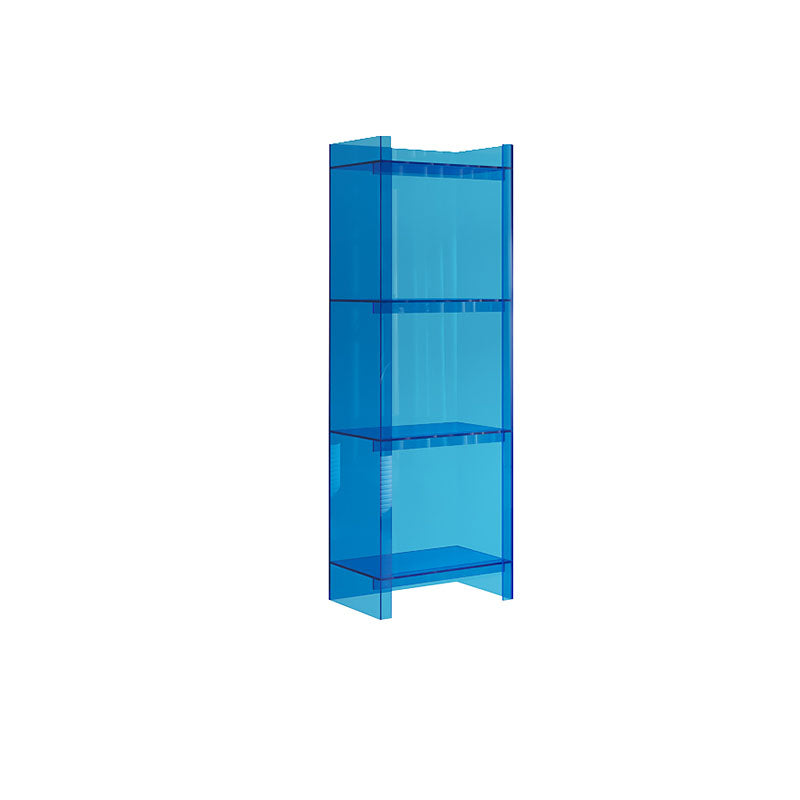 Glam Acrylic Vertical Standard Bookshelf Closed Back Bookshelf for Living Room 15.7"L x 9.8"W x 46.5"H Blue Clearhalo 'Bookcases' 'furn' 'furn_bookcases' 'Furniture' 'furniture_bookcases' 'kitchen' 'kitchen_bookcases' 'Living Room Furniture' 'Office Furniture' 4803794