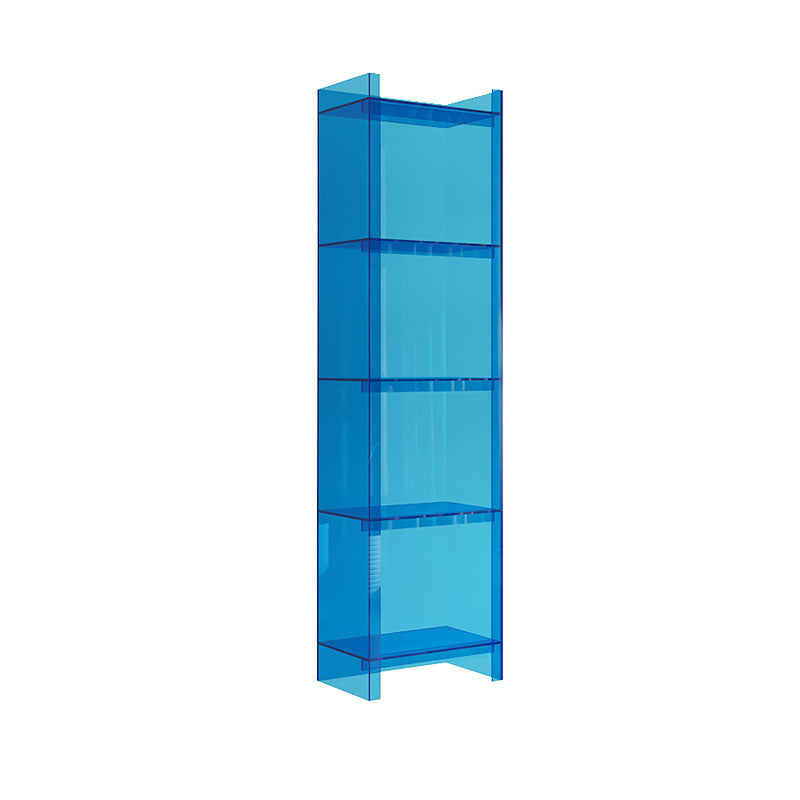 Glam Acrylic Vertical Standard Bookshelf Closed Back Bookshelf for Living Room 15.7"L x 9.8"W x 59.8"H Blue Clearhalo 'Bookcases' 'furn' 'furn_bookcases' 'Furniture' 'furniture_bookcases' 'kitchen' 'kitchen_bookcases' 'Living Room Furniture' 'Office Furniture' 4803797