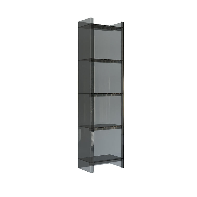 Glam Acrylic Vertical Standard Bookshelf Closed Back Bookshelf for Living Room 15.7"L x 9.8"W x 59.8"H Smoke Gray Clearhalo 'Bookcases' 'furn' 'furn_bookcases' 'Furniture' 'furniture_bookcases' 'kitchen' 'kitchen_bookcases' 'Living Room Furniture' 'Office Furniture' 4803801