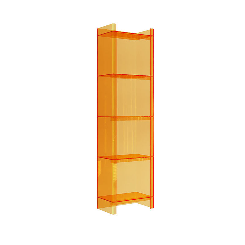 Glam Acrylic Vertical Standard Bookshelf Closed Back Bookshelf for Living Room 15.7"L x 9.8"W x 59.8"H Orange Clearhalo 'Bookcases' 'furn' 'furn_bookcases' 'Furniture' 'furniture_bookcases' 'kitchen' 'kitchen_bookcases' 'Living Room Furniture' 'Office Furniture' 4803805