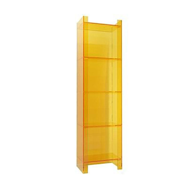 Glam Acrylic Vertical Standard Bookshelf Closed Back Bookshelf for Living Room 15.7"L x 9.8"W x 59.8"H Yellow Clearhalo 'Bookcases' 'furn' 'furn_bookcases' 'Furniture' 'furniture_bookcases' 'kitchen' 'kitchen_bookcases' 'Living Room Furniture' 'Office Furniture' 4803812