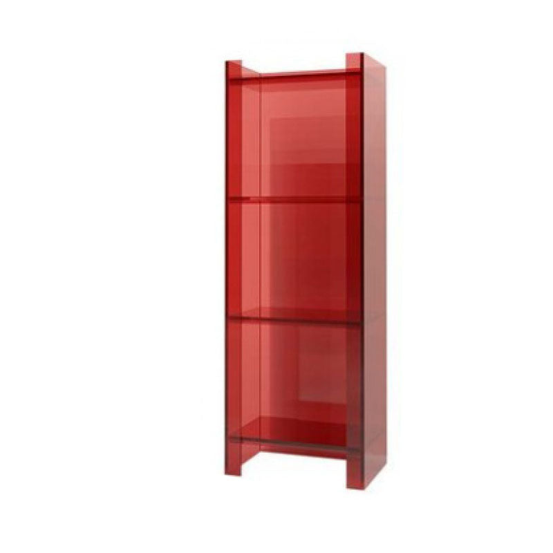 9.84"W Bookshelf Acrylic Closed Back Glam Style Bookcase for Office and Study Room 15.7"L x 9.8"W x 46.5"H Red Clearhalo 'Bookcases' 'furn' 'furn_bookcases' 'Furniture' 'furniture_bookcases' 'kitchen' 'kitchen_bookcases' 'Living Room Furniture' 'Office Furniture' 4803833