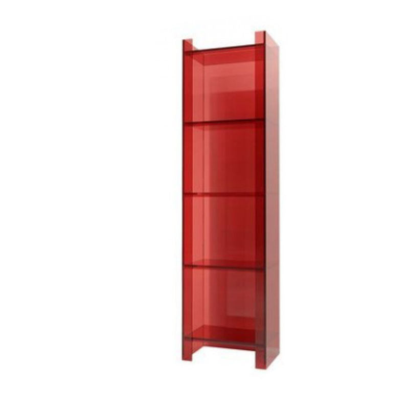 9.84"W Bookshelf Acrylic Closed Back Glam Style Bookcase for Office and Study Room 15.7"L x 9.8"W x 59.8"H Red Clearhalo 'Bookcases' 'furn' 'furn_bookcases' 'Furniture' 'furniture_bookcases' 'kitchen' 'kitchen_bookcases' 'Living Room Furniture' 'Office Furniture' 4803836
