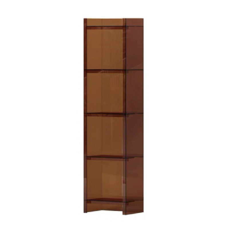 9.84"W Bookshelf Acrylic Closed Back Glam Style Bookcase for Office and Study Room 15.7"L x 9.8"W x 59.8"H Brown Clearhalo 'Bookcases' 'furn' 'furn_bookcases' 'Furniture' 'furniture_bookcases' 'kitchen' 'kitchen_bookcases' 'Living Room Furniture' 'Office Furniture' 4803843