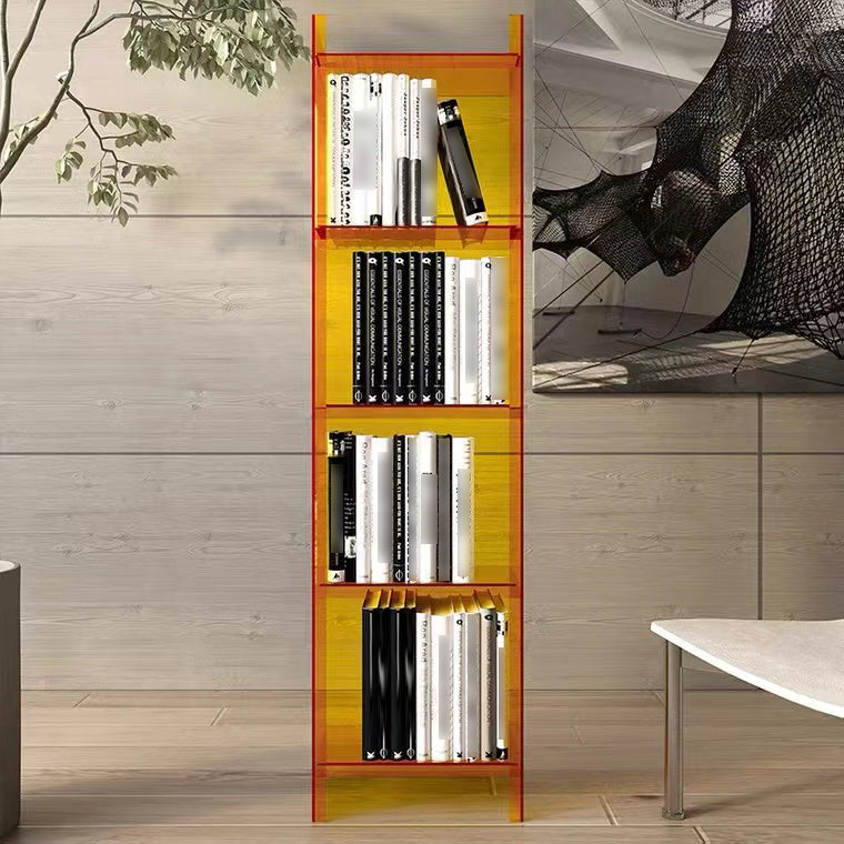 4/5-Shelf Glam Vertical Acrylic Standard Bookshelf Closed Back Bookshelf Clearhalo 'Bookcases' 'furn' 'furn_bookcases' 'Furniture' 'furniture_bookcases' 'kitchen' 'kitchen_bookcases' 'Living Room Furniture' 'Office Furniture' 4803854