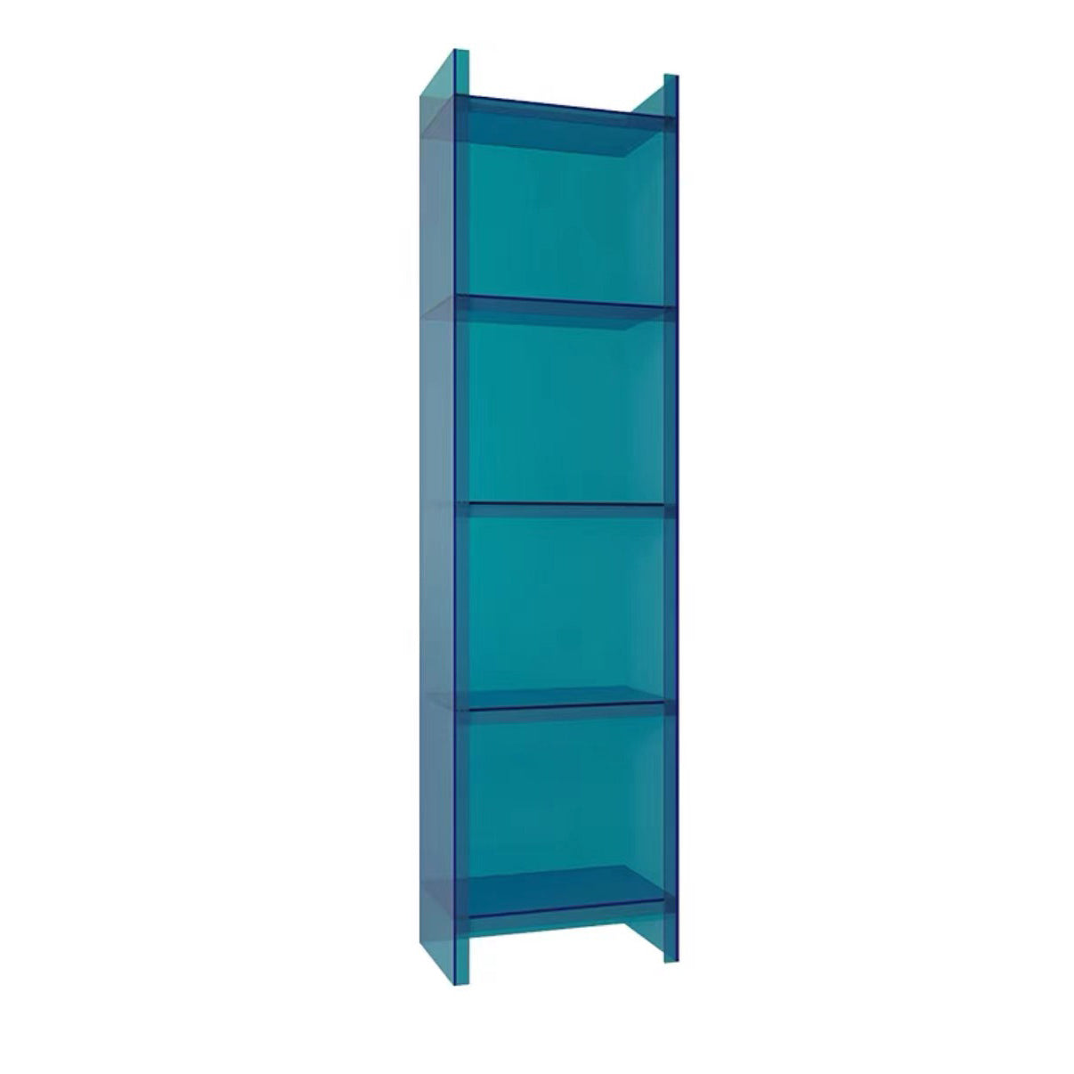 4/5-Shelf Glam Vertical Acrylic Standard Bookshelf Closed Back Bookshelf 15.7"L x 9.8"W x 59.8"H Blue Clearhalo 'Bookcases' 'furn' 'furn_bookcases' 'Furniture' 'furniture_bookcases' 'kitchen' 'kitchen_bookcases' 'Living Room Furniture' 'Office Furniture' 4803857