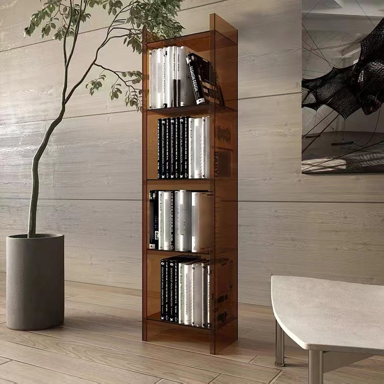4/5-Shelf Glam Vertical Acrylic Standard Bookshelf Closed Back Bookshelf Clearhalo 'Bookcases' 'furn' 'furn_bookcases' 'Furniture' 'furniture_bookcases' 'kitchen' 'kitchen_bookcases' 'Living Room Furniture' 'Office Furniture' 4803865