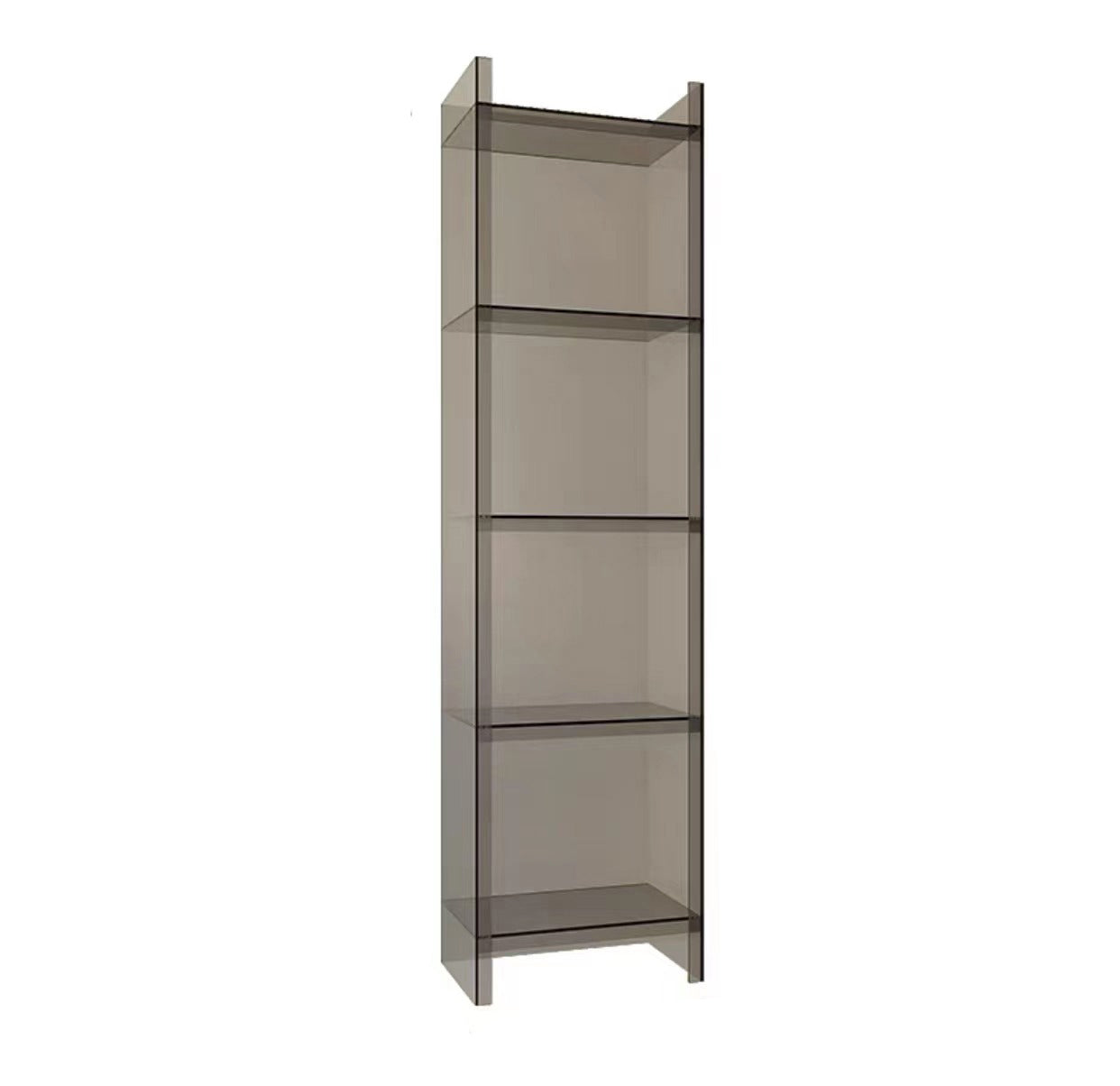 4/5-Shelf Glam Vertical Acrylic Standard Bookshelf Closed Back Bookshelf 15.7"L x 9.8"W x 59.8"H Grey Clearhalo 'Bookcases' 'furn' 'furn_bookcases' 'Furniture' 'furniture_bookcases' 'kitchen' 'kitchen_bookcases' 'Living Room Furniture' 'Office Furniture' 4803874