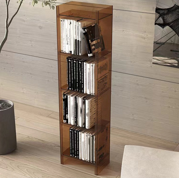 4/5-Shelf Glam Vertical Acrylic Standard Bookshelf Closed Back Bookshelf Clearhalo 'Bookcases' 'furn' 'furn_bookcases' 'Furniture' 'furniture_bookcases' 'kitchen' 'kitchen_bookcases' 'Living Room Furniture' 'Office Furniture' 4803876