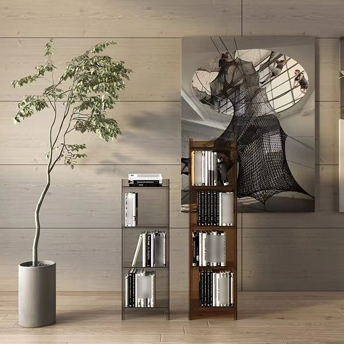 4/5-Shelf Glam Vertical Acrylic Standard Bookshelf Closed Back Bookshelf Clearhalo 'Bookcases' 'furn' 'furn_bookcases' 'Furniture' 'furniture_bookcases' 'kitchen' 'kitchen_bookcases' 'Living Room Furniture' 'Office Furniture' 4803881