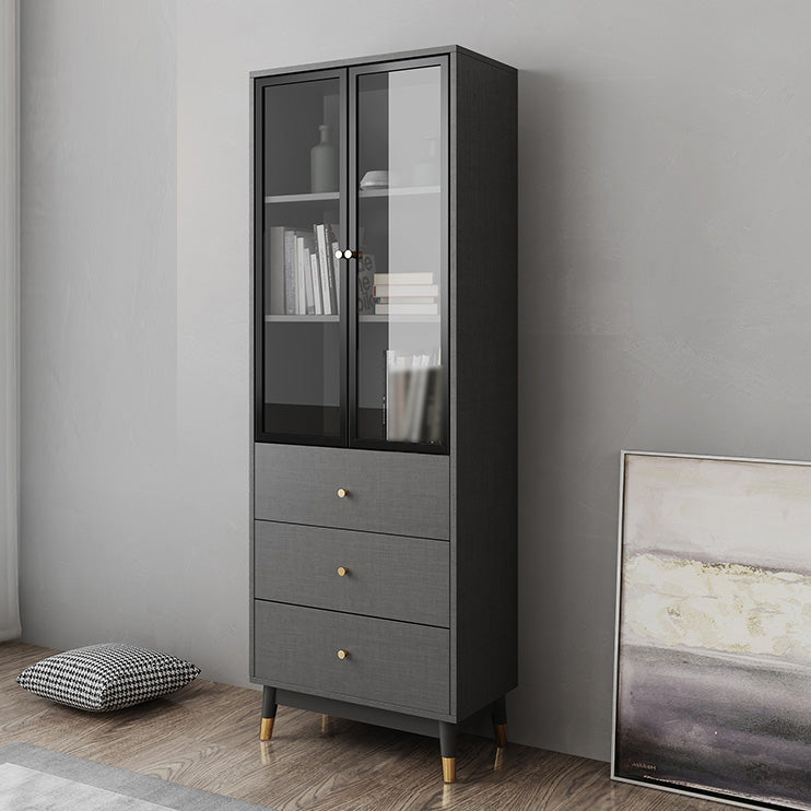 Manufactured Wood Glam Standard Bookcase Closed Back Bookcase with Glass Door Clearhalo 'Bookcases' 'furn' 'furn_bookcases' 'Furniture' 'furniture_bookcases' 'kitchen' 'kitchen_bookcases' 'Living Room Furniture' 'Office Furniture' 4803919