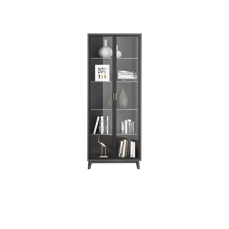 Manufactured Wood Glam Standard Bookcase Closed Back Bookcase with Glass Door 31"L x 16"W x 79"H Black-Gray Cabinets Clearhalo 'Bookcases' 'furn' 'furn_bookcases' 'Furniture' 'furniture_bookcases' 'kitchen' 'kitchen_bookcases' 'Living Room Furniture' 'Office Furniture' 4803920