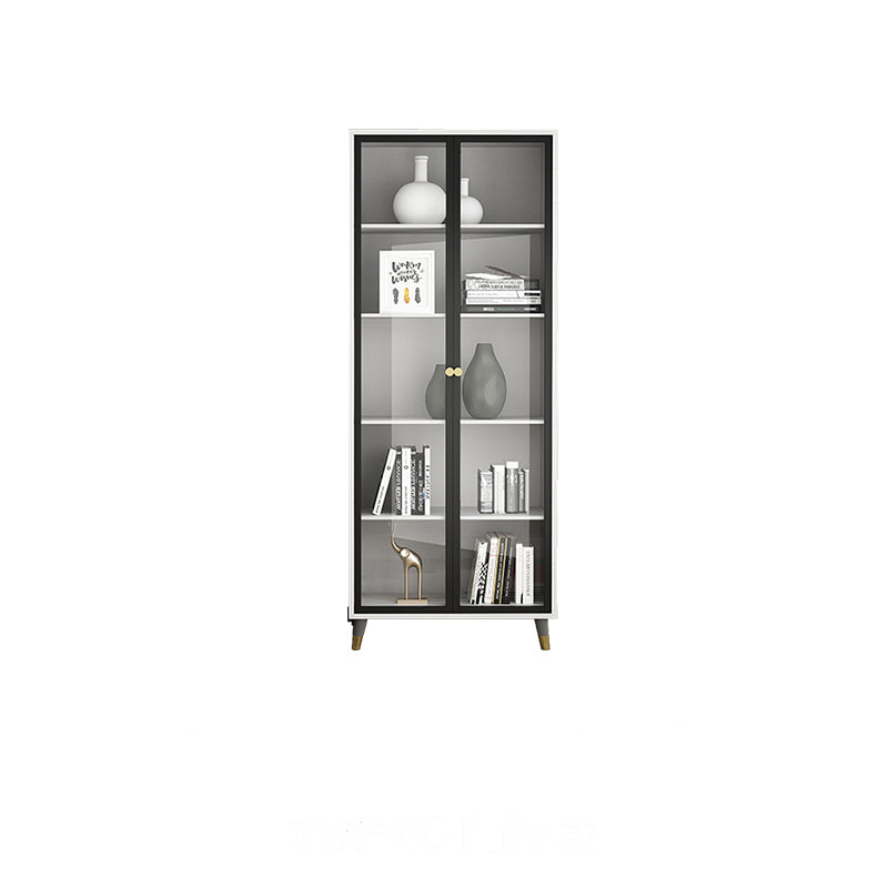 Manufactured Wood Glam Standard Bookcase Closed Back Bookcase with Glass Door White-Black Cabinets Clearhalo 'Bookcases' 'furn' 'furn_bookcases' 'Furniture' 'furniture_bookcases' 'kitchen' 'kitchen_bookcases' 'Living Room Furniture' 'Office Furniture' 4803921