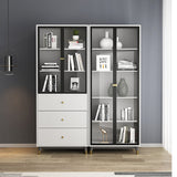 Manufactured Wood Glam Standard Bookcase Closed Back Bookcase with Glass Door Clearhalo 'Bookcases' 'furn' 'furn_bookcases' 'Furniture' 'furniture_bookcases' 'kitchen' 'kitchen_bookcases' 'Living Room Furniture' 'Office Furniture' 4803925