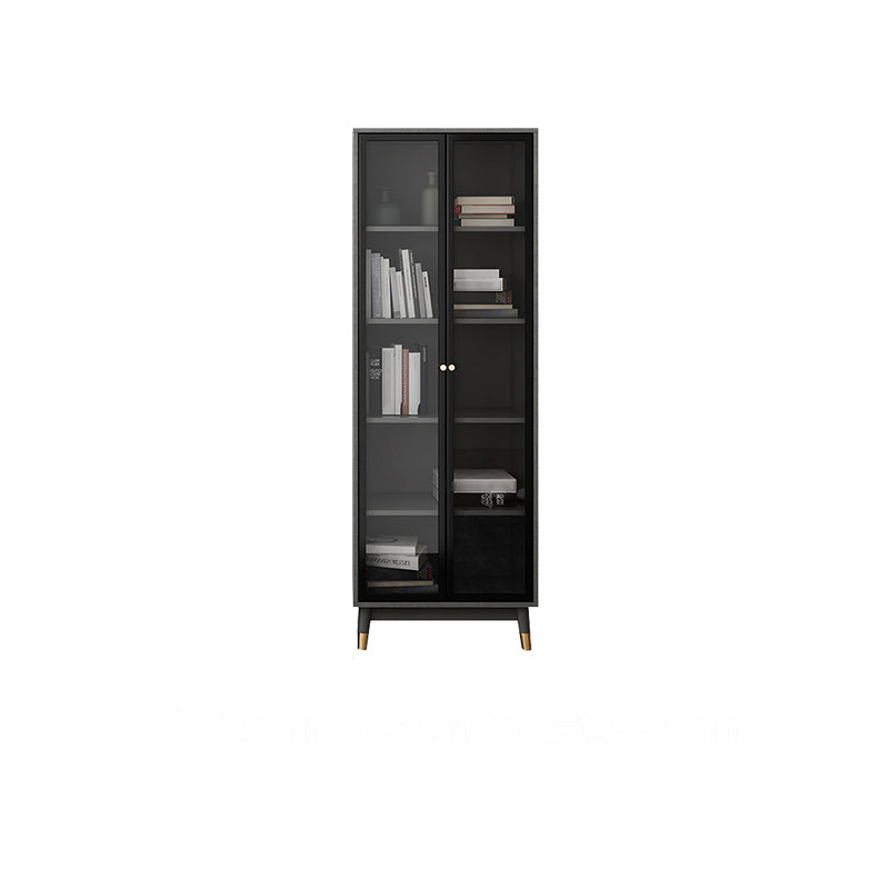 Manufactured Wood Glam Standard Bookcase Closed Back Bookcase with Glass Door Black-Gray Cabinets Clearhalo 'Bookcases' 'furn' 'furn_bookcases' 'Furniture' 'furniture_bookcases' 'kitchen' 'kitchen_bookcases' 'Living Room Furniture' 'Office Furniture' 4803926