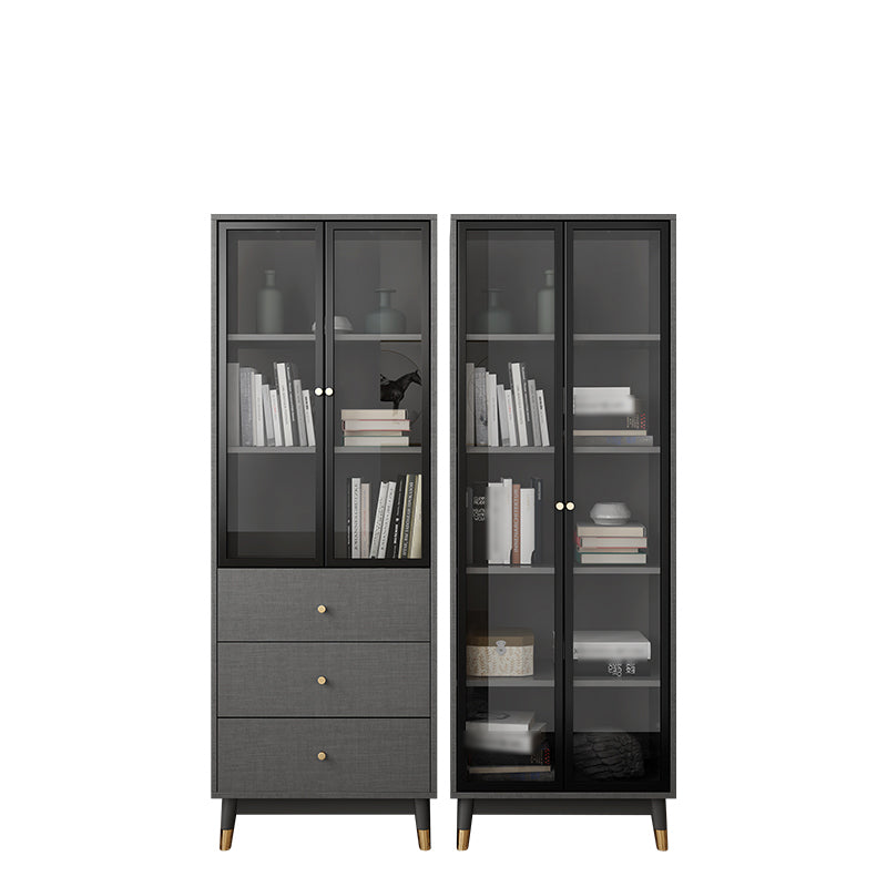 Manufactured Wood Glam Standard Bookcase Closed Back Bookcase with Glass Door Clearhalo 'Bookcases' 'furn' 'furn_bookcases' 'Furniture' 'furniture_bookcases' 'kitchen' 'kitchen_bookcases' 'Living Room Furniture' 'Office Furniture' 4803927