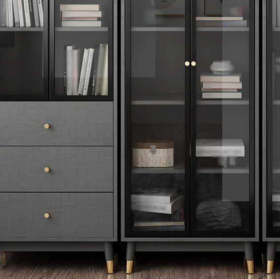 Manufactured Wood Glam Standard Bookcase Closed Back Bookcase with Glass Door Clearhalo 'Bookcases' 'furn' 'furn_bookcases' 'Furniture' 'furniture_bookcases' 'kitchen' 'kitchen_bookcases' 'Living Room Furniture' 'Office Furniture' 4803928