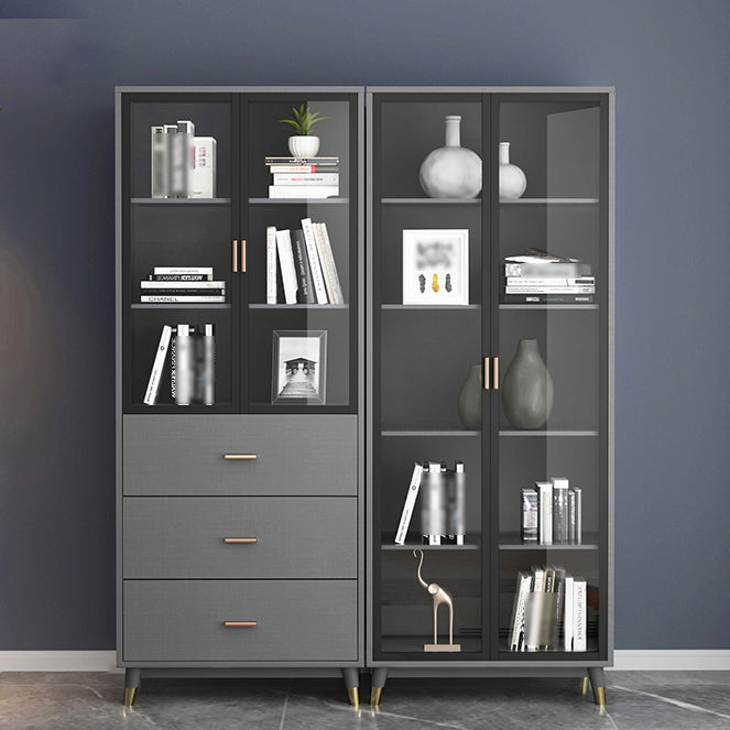 Manufactured Wood Glam Standard Bookcase Closed Back Bookcase with Glass Door Clearhalo 'Bookcases' 'furn' 'furn_bookcases' 'Furniture' 'furniture_bookcases' 'kitchen' 'kitchen_bookcases' 'Living Room Furniture' 'Office Furniture' 4803935