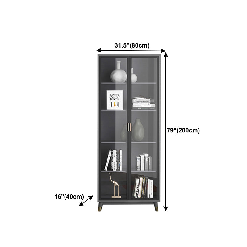 Manufactured Wood Glam Standard Bookcase Closed Back Bookcase with Glass Door Clearhalo 'Bookcases' 'furn' 'furn_bookcases' 'Furniture' 'furniture_bookcases' 'kitchen' 'kitchen_bookcases' 'Living Room Furniture' 'Office Furniture' 4803938