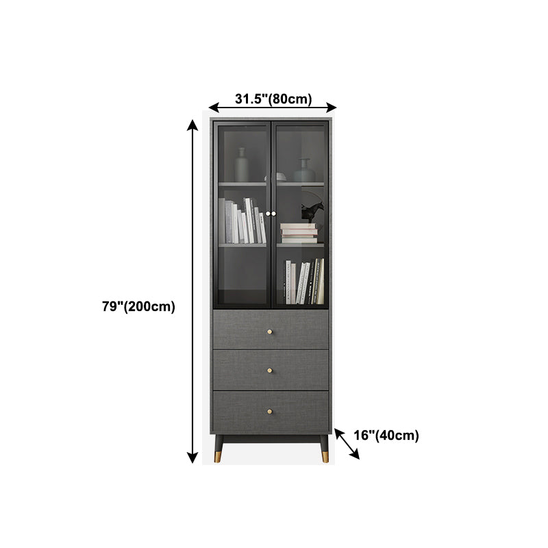 Manufactured Wood Glam Standard Bookcase Closed Back Bookcase with Glass Door Clearhalo 'Bookcases' 'furn' 'furn_bookcases' 'Furniture' 'furniture_bookcases' 'kitchen' 'kitchen_bookcases' 'Living Room Furniture' 'Office Furniture' 4803941