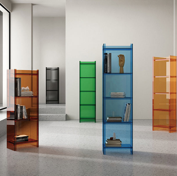 Glam Vertical Closed Back Standard Bookshelf Acrylic Bookshelf for Home Clearhalo 'Bookcases' 'furn' 'furn_bookcases' 'Furniture' 'furniture_bookcases' 'kitchen' 'kitchen_bookcases' 'Living Room Furniture' 'Office Furniture' 4803965