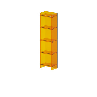 Glam Vertical Closed Back Standard Bookshelf Acrylic Bookshelf for Home 15.7"L x 9.8"W x 59.8"H Orange Clearhalo 'Bookcases' 'furn' 'furn_bookcases' 'Furniture' 'furniture_bookcases' 'kitchen' 'kitchen_bookcases' 'Living Room Furniture' 'Office Furniture' 4803978