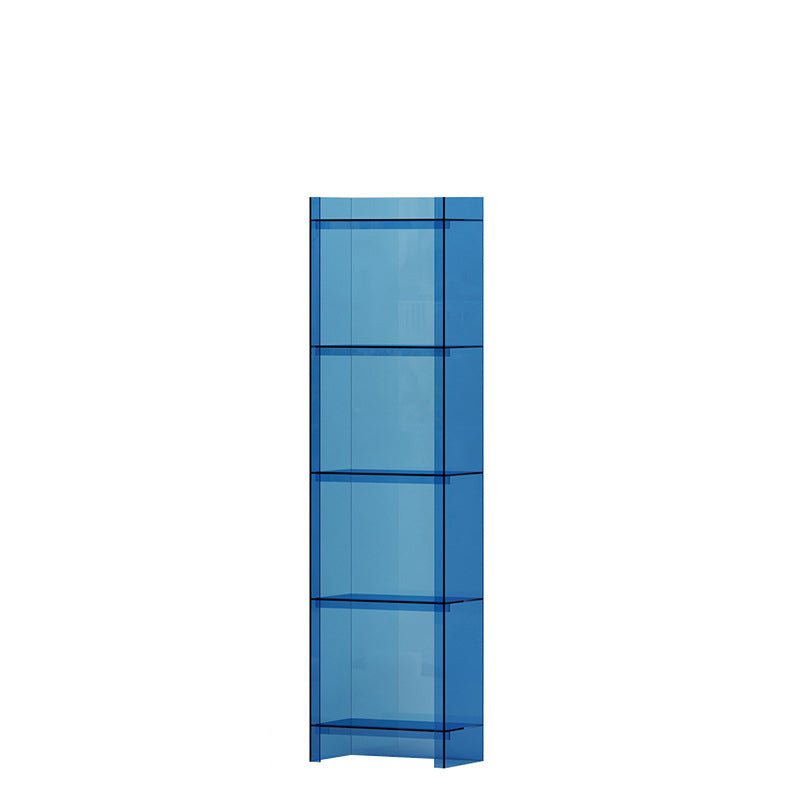 10"W Bookshelf Closed Back Acrylic Glam Style Bookcase for Office and Study Room 15.7"L x 9.8"W x 59.8"H Blue Clearhalo 'Bookcases' 'furn' 'furn_bookcases' 'Furniture' 'furniture_bookcases' 'kitchen' 'kitchen_bookcases' 'Living Room Furniture' 'Office Furniture' 4803984