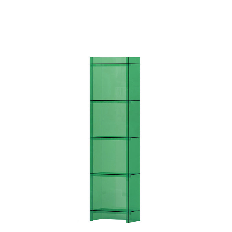 10"W Bookshelf Closed Back Acrylic Glam Style Bookcase for Office and Study Room 15.7"L x 9.8"W x 59.8"H Green Clearhalo 'Bookcases' 'furn' 'furn_bookcases' 'Furniture' 'furniture_bookcases' 'kitchen' 'kitchen_bookcases' 'Living Room Furniture' 'Office Furniture' 4803986