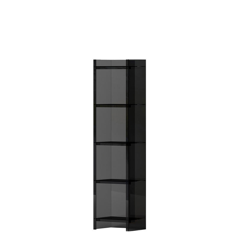 10"W Bookshelf Closed Back Acrylic Glam Style Bookcase for Office and Study Room 15.7"L x 9.8"W x 59.8"H Black Clearhalo 'Bookcases' 'furn' 'furn_bookcases' 'Furniture' 'furniture_bookcases' 'kitchen' 'kitchen_bookcases' 'Living Room Furniture' 'Office Furniture' 4803991