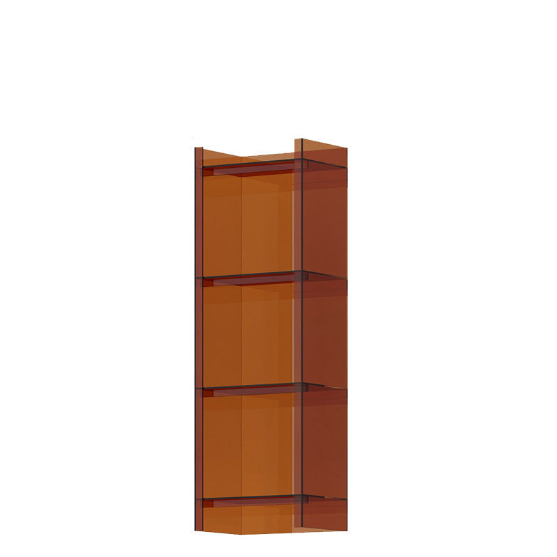 10"W Bookshelf Closed Back Acrylic Glam Style Bookcase for Office and Study Room 15.7"L x 9.8"W x 46.5"H Brown Clearhalo 'Bookcases' 'furn' 'furn_bookcases' 'Furniture' 'furniture_bookcases' 'kitchen' 'kitchen_bookcases' 'Living Room Furniture' 'Office Furniture' 4803992