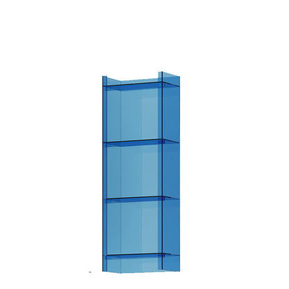 10"W Bookshelf Closed Back Acrylic Glam Style Bookcase for Office and Study Room 15.7"L x 9.8"W x 46.5"H Blue Clearhalo 'Bookcases' 'furn' 'furn_bookcases' 'Furniture' 'furniture_bookcases' 'kitchen' 'kitchen_bookcases' 'Living Room Furniture' 'Office Furniture' 4803994