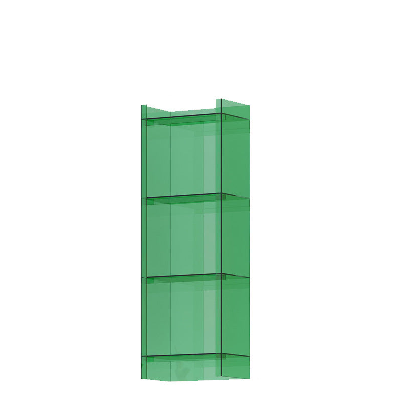 10"W Bookshelf Closed Back Acrylic Glam Style Bookcase for Office and Study Room 15.7"L x 9.8"W x 46.5"H Green Clearhalo 'Bookcases' 'furn' 'furn_bookcases' 'Furniture' 'furniture_bookcases' 'kitchen' 'kitchen_bookcases' 'Living Room Furniture' 'Office Furniture' 4803996