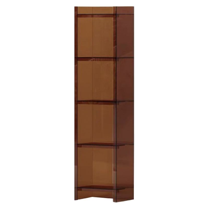 10"W Bookshelf Glam Style Closed Back Acrylic Bookcase for Office and Study Room 15.7"L x 9.8"W x 59.8"H Brown Clearhalo 'Bookcases' 'furn' 'furn_bookcases' 'Furniture' 'furniture_bookcases' 'kitchen' 'kitchen_bookcases' 'Living Room Furniture' 'Office Furniture' 4804016