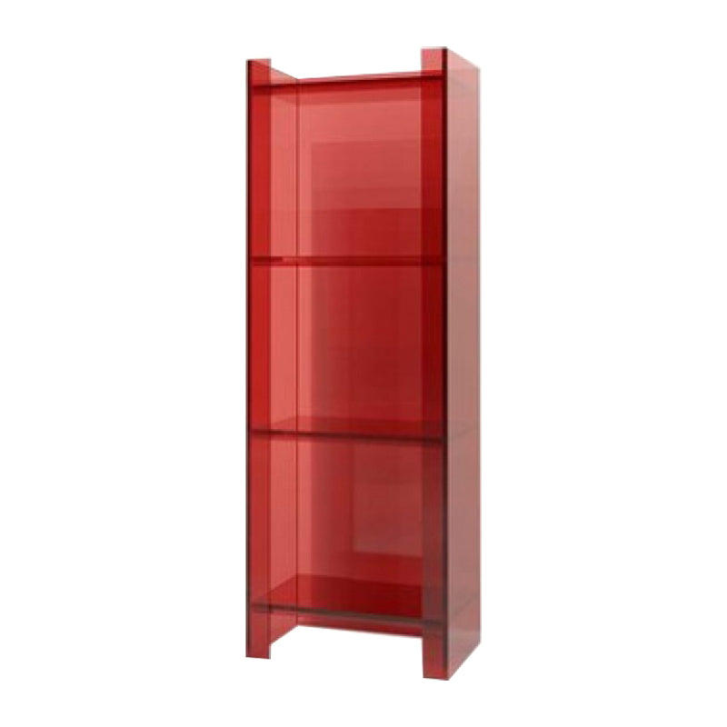 10"W Bookshelf Glam Style Closed Back Acrylic Bookcase for Office and Study Room 15.7"L x 9.8"W x 46.5"H Red Clearhalo 'Bookcases' 'furn' 'furn_bookcases' 'Furniture' 'furniture_bookcases' 'kitchen' 'kitchen_bookcases' 'Living Room Furniture' 'Office Furniture' 4804021