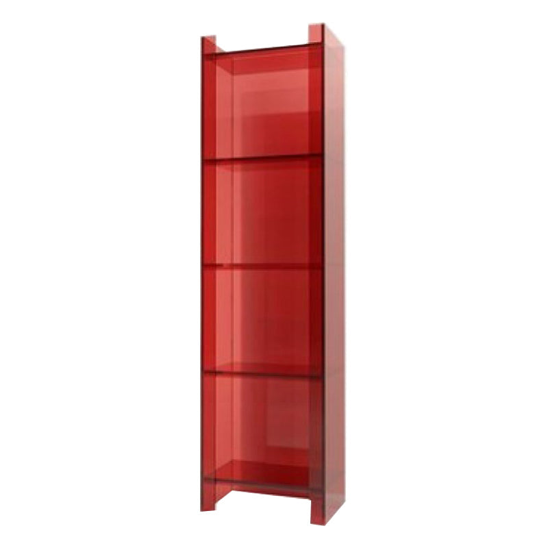 10"W Bookshelf Glam Style Closed Back Acrylic Bookcase for Office and Study Room 15.7"L x 9.8"W x 59.8"H Red Clearhalo 'Bookcases' 'furn' 'furn_bookcases' 'Furniture' 'furniture_bookcases' 'kitchen' 'kitchen_bookcases' 'Living Room Furniture' 'Office Furniture' 4804022