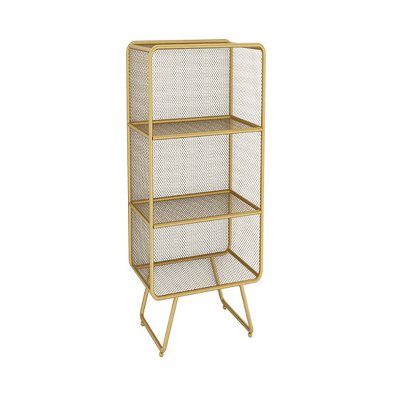 Luxury Bookshelf Metal Glam Style Closed Back Bookcase for Office and Study Room 11.8"L x 11.8"W x 30.7"H Gold Clearhalo 'Bookcases' 'furn' 'furn_bookcases' 'Furniture' 'furniture_bookcases' 'kitchen' 'kitchen_bookcases' 'Living Room Furniture' 'Office Furniture' 4804043