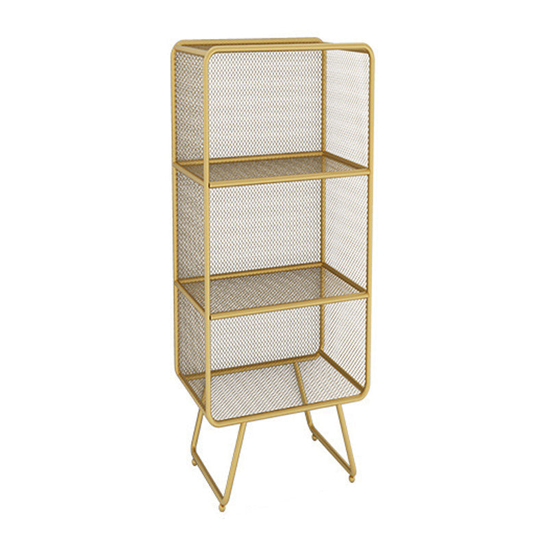 Luxury Bookshelf Metal Glam Style Closed Back Bookcase for Office and Study Room 14"L x 12"W x 35"H Gold Clearhalo 'Bookcases' 'furn' 'furn_bookcases' 'Furniture' 'furniture_bookcases' 'kitchen' 'kitchen_bookcases' 'Living Room Furniture' 'Office Furniture' 4804045