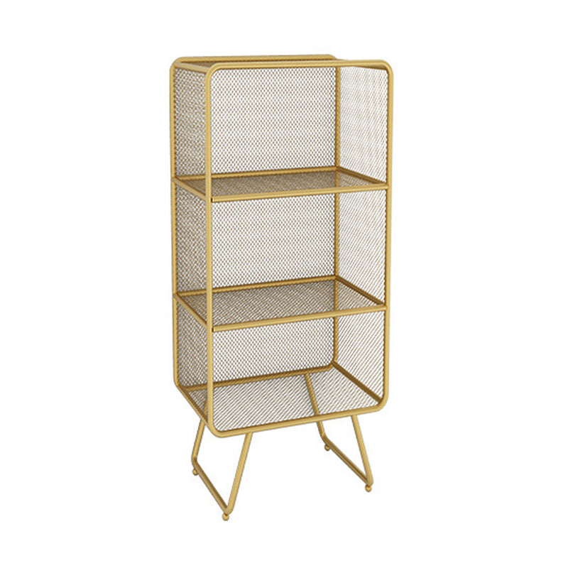 Luxury Bookshelf Metal Glam Style Closed Back Bookcase for Office and Study Room 15.7"L x 11.8"W x 35.4"H Gold Clearhalo 'Bookcases' 'furn' 'furn_bookcases' 'Furniture' 'furniture_bookcases' 'kitchen' 'kitchen_bookcases' 'Living Room Furniture' 'Office Furniture' 4804046