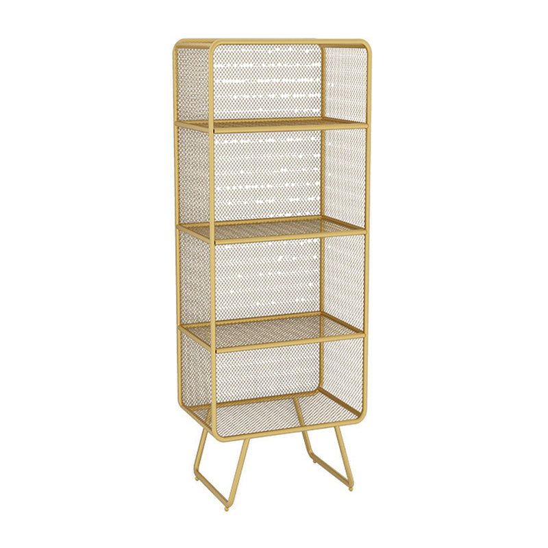 Luxury Bookshelf Metal Glam Style Closed Back Bookcase for Office and Study Room 23.6"L x 11.8"W x 59.1"H Gold Clearhalo 'Bookcases' 'furn' 'furn_bookcases' 'Furniture' 'furniture_bookcases' 'kitchen' 'kitchen_bookcases' 'Living Room Furniture' 'Office Furniture' 4804050