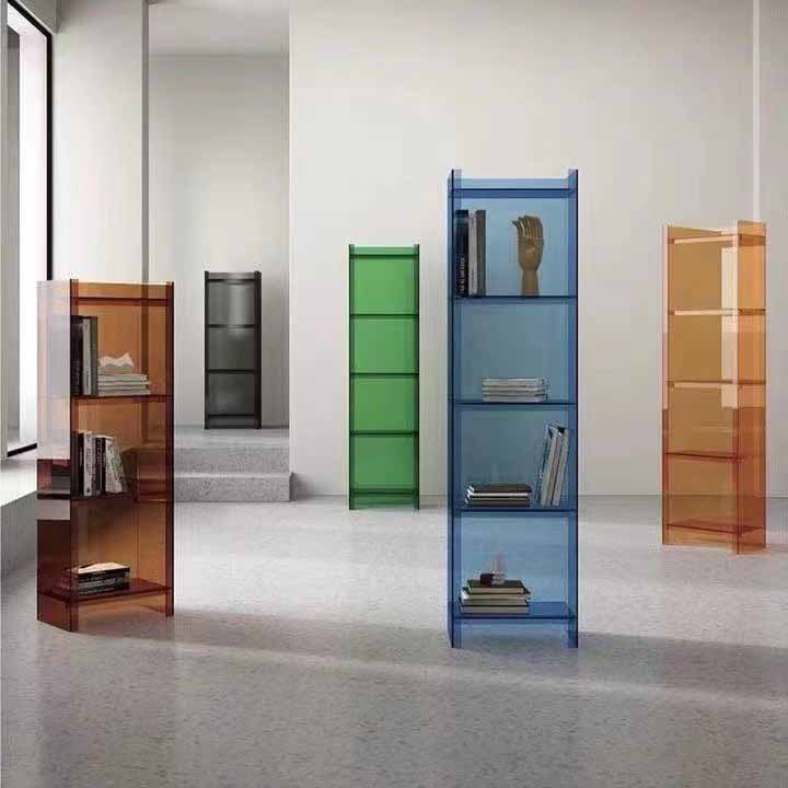 10"W Bookshelf Acrylic Glam Style Closed Back Bookcase for Office and Study Room Clearhalo 'Bookcases' 'furn' 'furn_bookcases' 'Furniture' 'furniture_bookcases' 'kitchen' 'kitchen_bookcases' 'Living Room Furniture' 'Office Furniture' 4804062