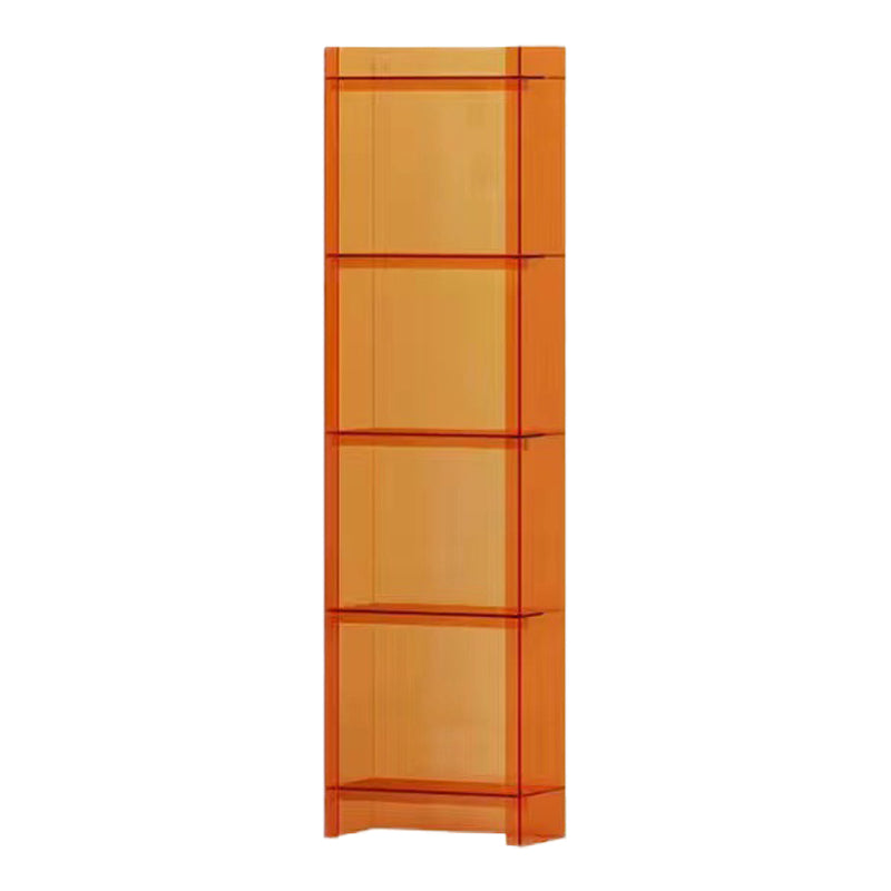10"W Bookshelf Acrylic Glam Style Closed Back Bookcase for Office and Study Room 15.7"L x 9.8"W x 59.8"H Orange Clearhalo 'Bookcases' 'furn' 'furn_bookcases' 'Furniture' 'furniture_bookcases' 'kitchen' 'kitchen_bookcases' 'Living Room Furniture' 'Office Furniture' 4804063