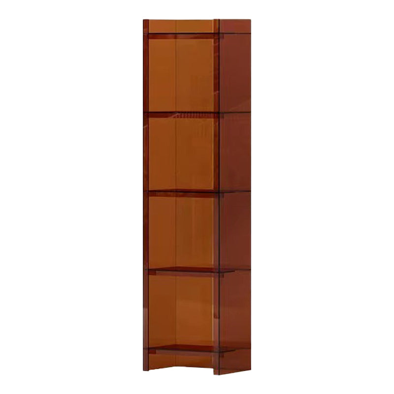 10"W Bookshelf Acrylic Glam Style Closed Back Bookcase for Office and Study Room 15.7"L x 9.8"W x 59.8"H Brown Clearhalo 'Bookcases' 'furn' 'furn_bookcases' 'Furniture' 'furniture_bookcases' 'kitchen' 'kitchen_bookcases' 'Living Room Furniture' 'Office Furniture' 4804066
