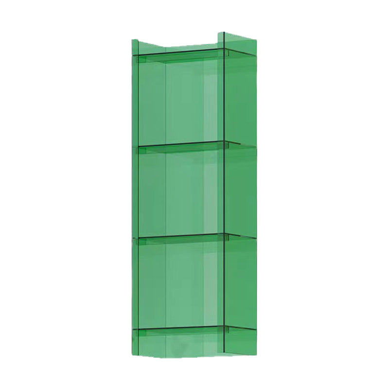 10"W Bookshelf Acrylic Glam Style Closed Back Bookcase for Office and Study Room 15.7"L x 9.8"W x 46.5"H Green Clearhalo 'Bookcases' 'furn' 'furn_bookcases' 'Furniture' 'furniture_bookcases' 'kitchen' 'kitchen_bookcases' 'Living Room Furniture' 'Office Furniture' 4804068